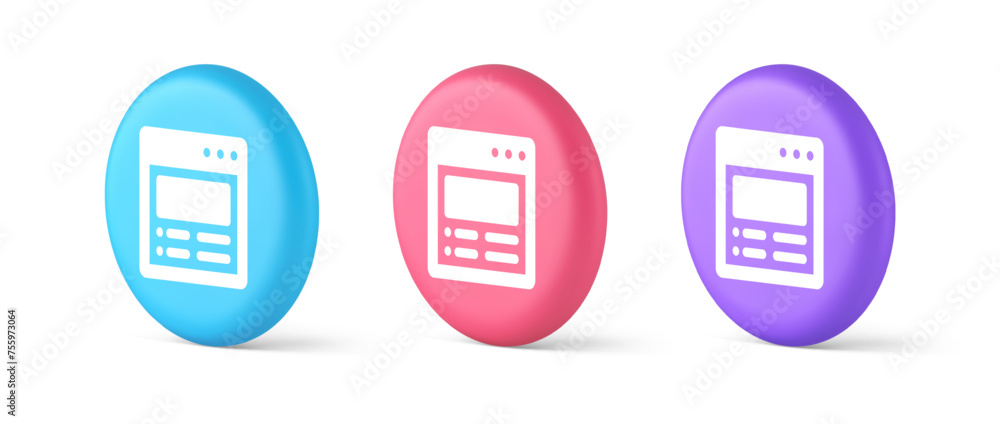 Poster internet document tax form banking account web page button virtual browsing interface 3d circle icon