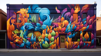 Obraz premium Witness the transformation of a city wall into a vibrant canvas of self-expression with a bold street art mural.