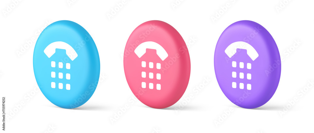 Aufkleber phone call button application handset mobile contact communication 3d isometric circle icon