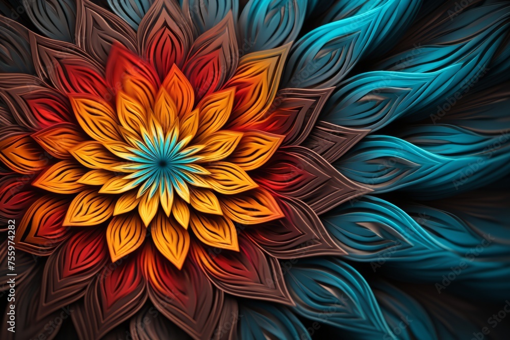 Poster a close up of a 3d hypnotic pattern with intricate and hypnotic geometric symmetry and mesmerizing c