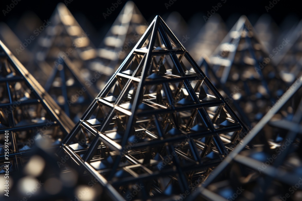 Poster a close up of a 3d polyhedral dipyramid displaying intricate geometric patterns