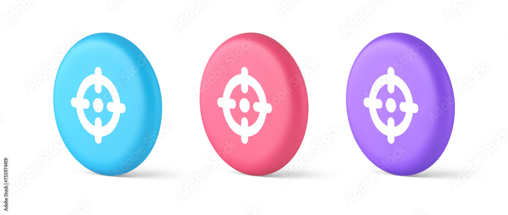Poster target aim accuracy focus button application weapon shot bullseye 3d realistic isometric circle icon