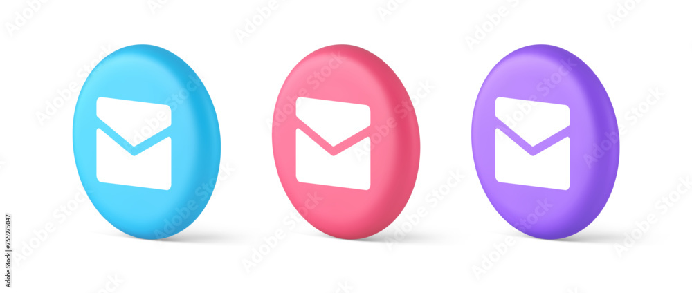 Poster newsletter inbox chat message button remotely communication digital notification 3d circle icon