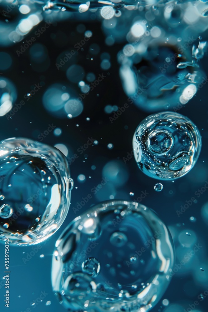 Poster A bunch of bubbles floating in the water. Suitable for various projects.