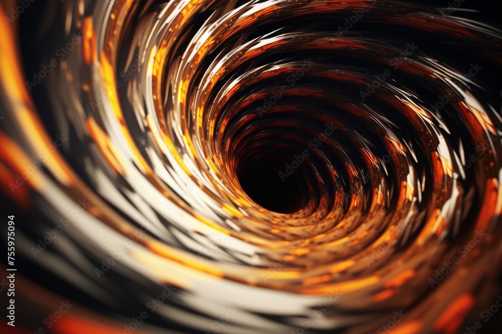 Poster a dynamic photo of a 3d hypnotic vortex pulling viewers into its depths with a mesmerizing effect an