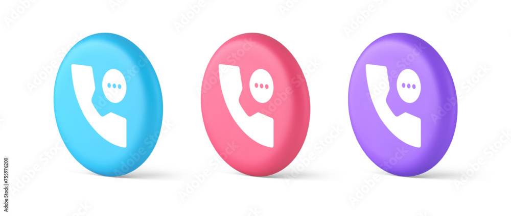 Poster phone consulting live chat emergency help assistance button web app design 3d isometric circle icon