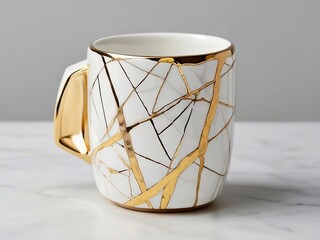 Fototapeta na wymiar Amazing beauty of kintsugi-style mug set against a pristine white background.