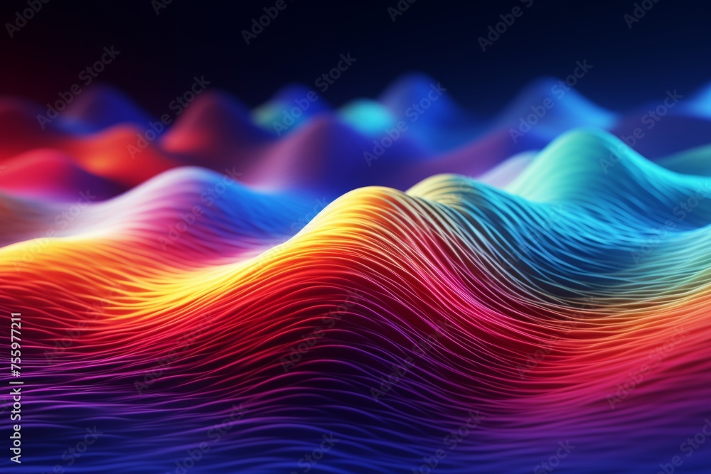 Aufkleber an abstract image of a hypnotic 3d waveform oscillating with vibrant colors and mesmerizing patterns