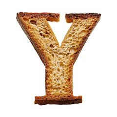 Bread Letter Y Isolated on Transparent or White Background, PNG