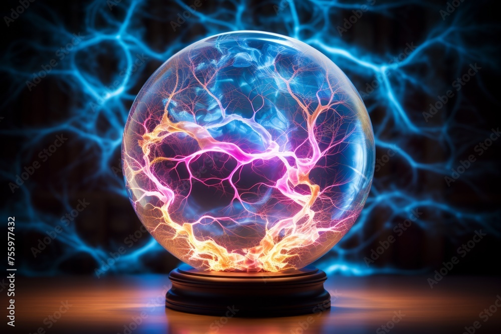 Poster an abstract image of electricity arcs in a plasma globe