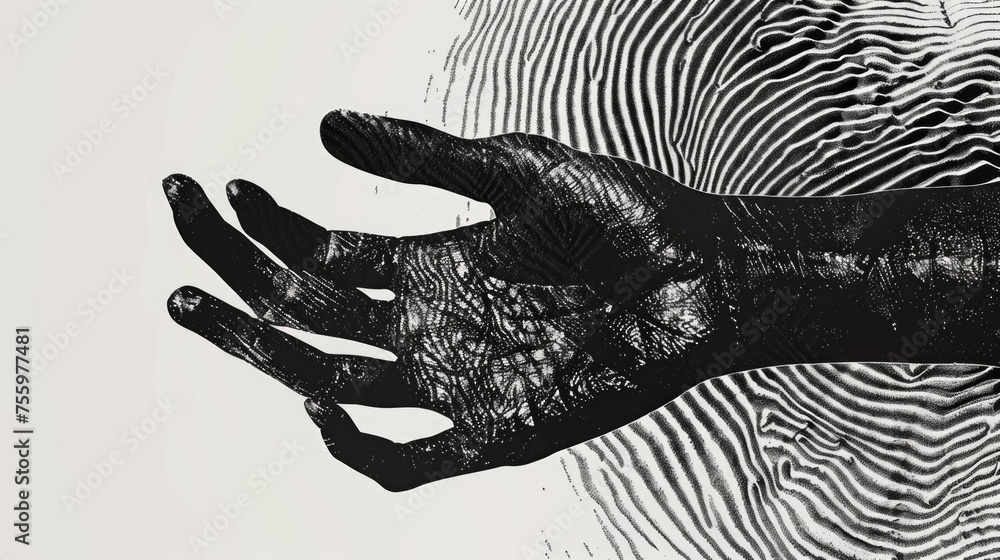 Poster a close-up black and white photo of a person's hand. suitable for various projects.