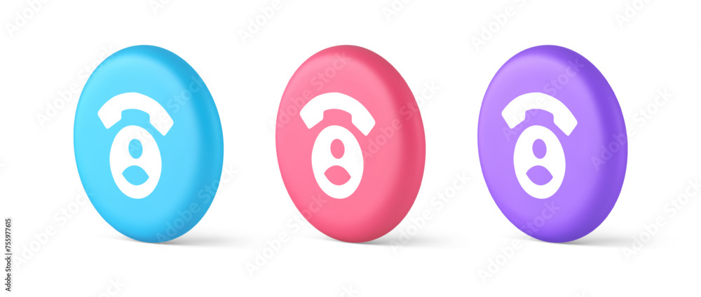 Poster contact phone call voice communication button dialog assistance helpline consulting 3d circle icon
