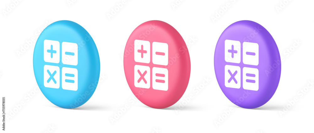Aufkleber calculator math counting button accounting balance mathematics financial keyboard 3d circle icon