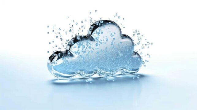Crystal Cloud: A Dance of Water Drops in Serene Blue Elegance