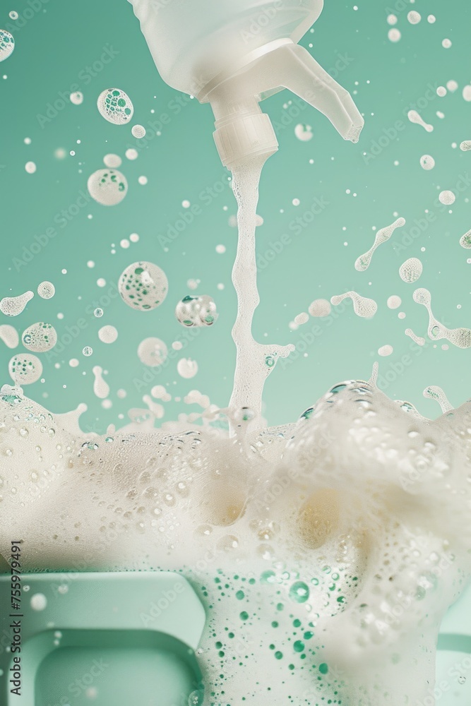 Poster a close-up of a cup of liquid with bubbles. suitable for various design projects.