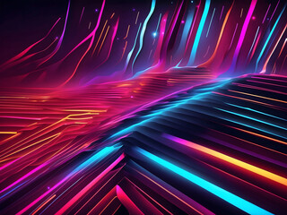 Colourful neon laser lines on an abstract futuristic background design.