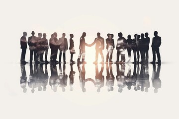 A diverse group of individuals standing in unity. Ideal for team building concepts.