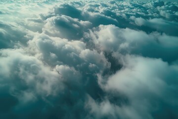 A view of clouds from a plane, suitable for travel concepts.
