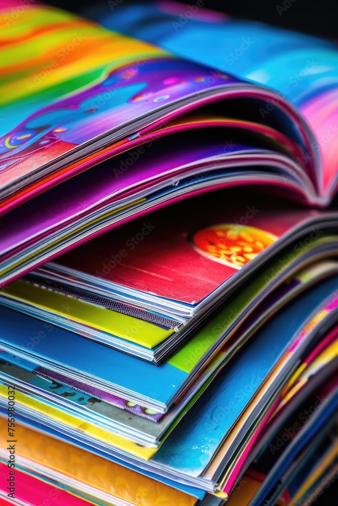 Aufkleber A close up of a stack of colorful books. Suitable for educational and reading concepts.