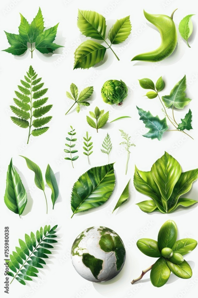 Aufkleber fresh green leaves isolated on a clean white background. suitable for various design projects.
