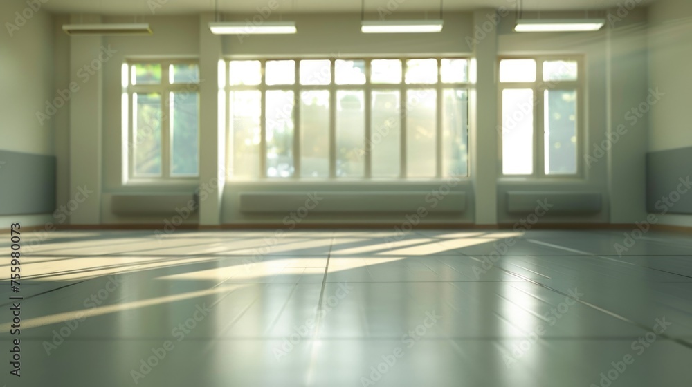 Aufkleber A simple image of an empty room with windows and a tiled floor. Suitable for various design projects.