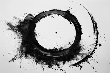 A black and white photo of a circle of ink. Ideal for creative projects.