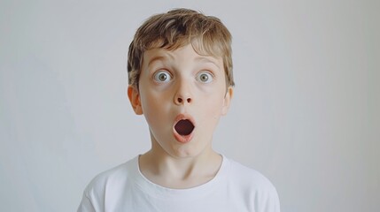 A young boy with a surprised expression.