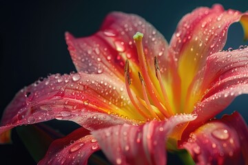 Fototapeta premium Close up of a flower with water droplets, perfect for nature backgrounds.