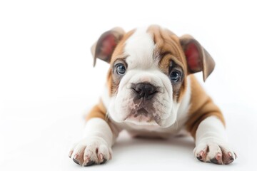 Fototapeta premium A cute dog relaxing on the ground, suitable for pet-related designs.