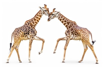 A pair of giraffes standing side by side. Perfect for wildlife or nature-themed designs.