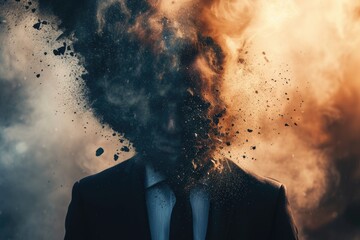 Technology disruption and job replacement concept caused by harmful technological transformation affecting the economic and workforce demands. A man profession is obsolete. AIG41