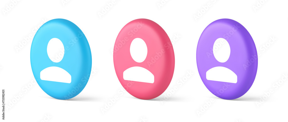 Poster user person human contact button cyberspace account information web app 3d isometric circle icon