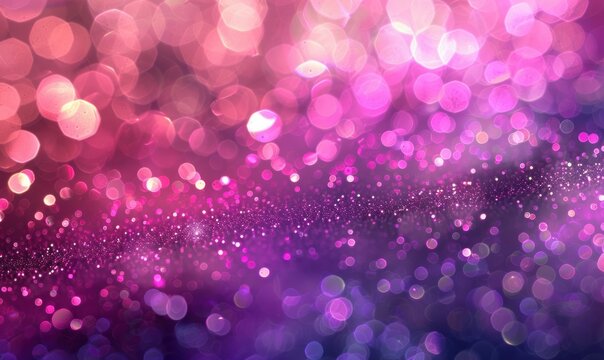 Vibrant purple and pink bokeh lights, abstract background. Glitter lights backdrop for Mother's Day, Woman's Day, Valentine's Day, Wedding, and Birthday celebration.