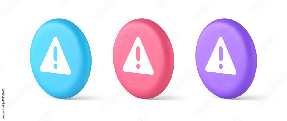 Poster exclamation point triangle button attention advice mark important information 3d circle icon