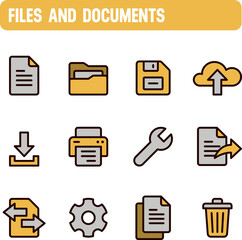 Document icons. Files and documents vector set. Color icon design.