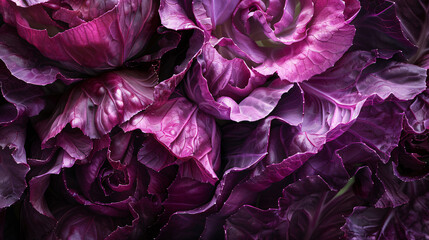 Detailed close up of a bunch of purple cabbage - obrazy, fototapety, plakaty