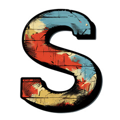 Letter S in Comic Book Style Isolated on Transparent or White Background, PNG - obrazy, fototapety, plakaty