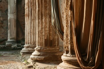 Detailed view of a building with prominent columns. Suitable for architectural designs.