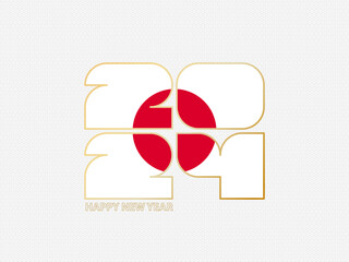 Abstract numbers 2024 with flag of Japan.