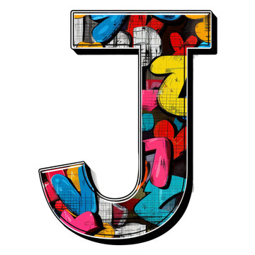 Letter J in Comic Book Style Isolated on Transparent or White Background, PNG