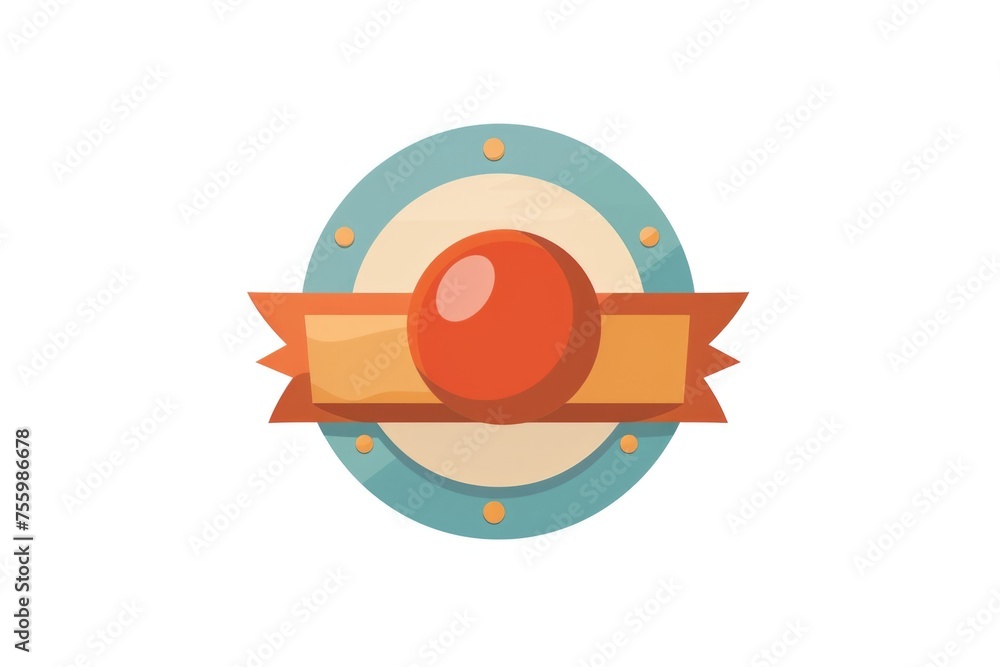 Aufkleber A button with a ribbon on a white background. Suitable for various design projects.