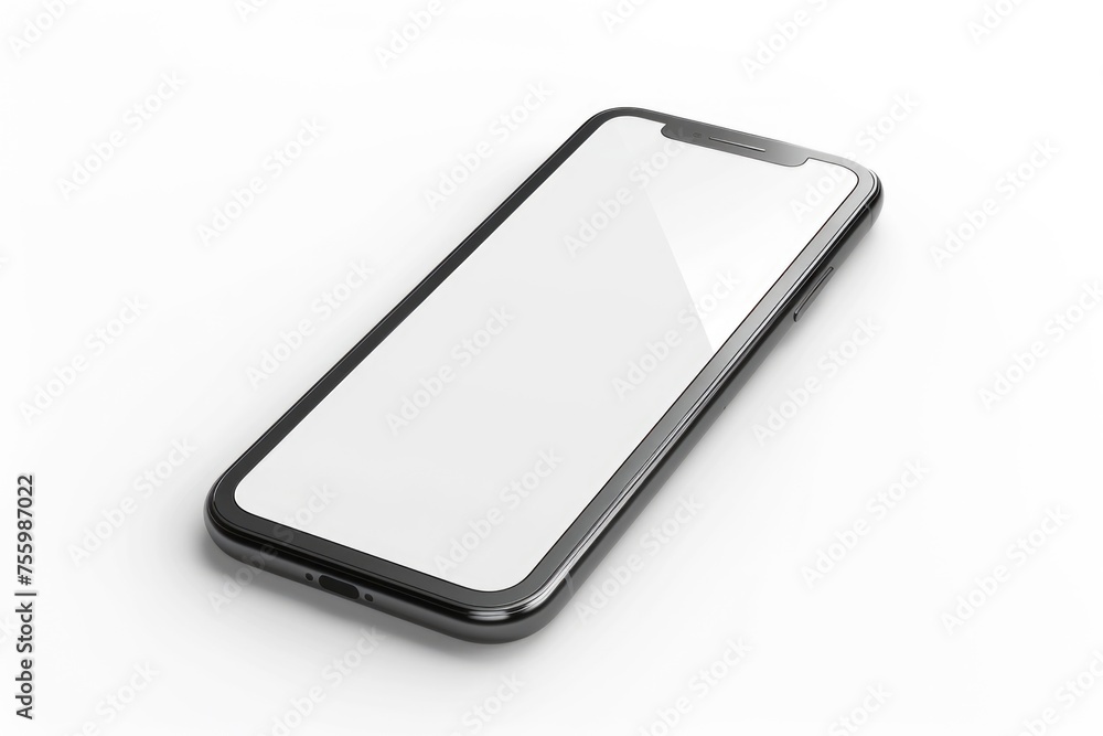 Leinwandbilder a cell phone with a blank screen on a white surface. ideal for technology and communication concepts