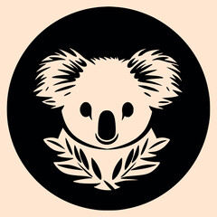 Black and White Koala Outline Silhouette Ornament Vector Art for Logo and Icon, Sketch, Tattoo, Clip Art