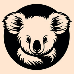 Black and White Koala Outline Silhouette Ornament Vector Art for Logo and Icon, Sketch, Tattoo, Clip Art