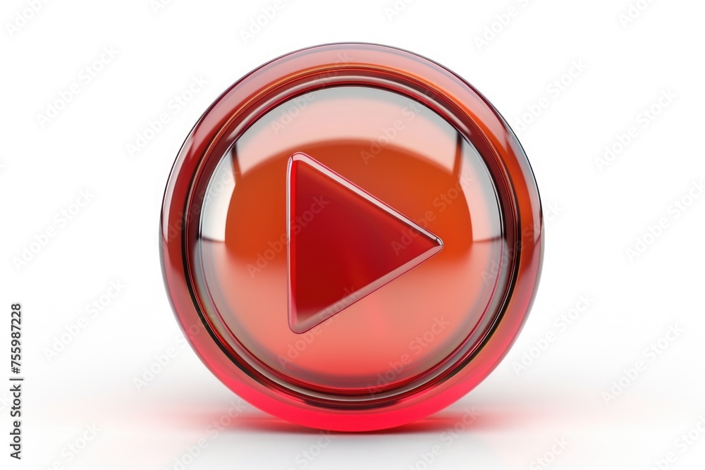 Aufkleber A simple red play button on a plain white background. Can be used for multimedia or technology concepts.