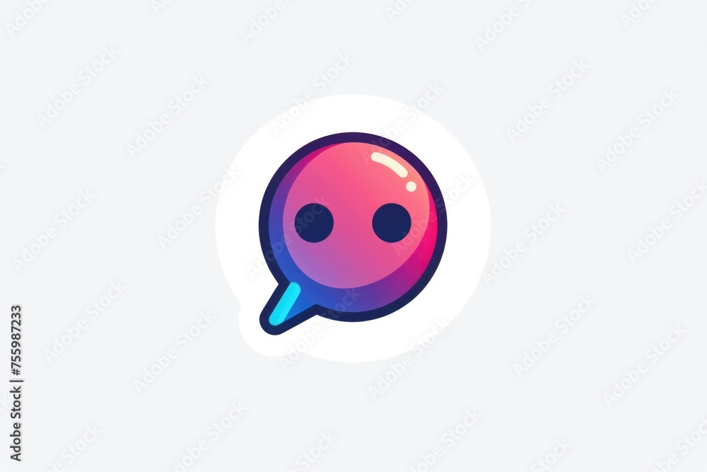 Poster A pink and blue smiley face with a speech bubble, perfect for adding text or quotes.