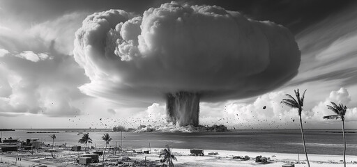 Explosión bomba nuclear  - obrazy, fototapety, plakaty