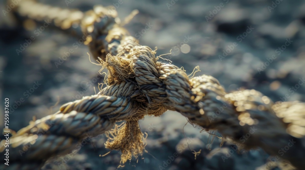 Aufkleber detailed view of a rope laying on the ground, suitable for various concepts.