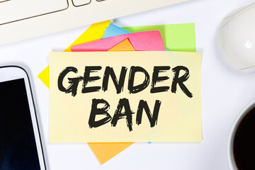 Gender ban against gender-appropriate language communication concept on a desk - 755987845