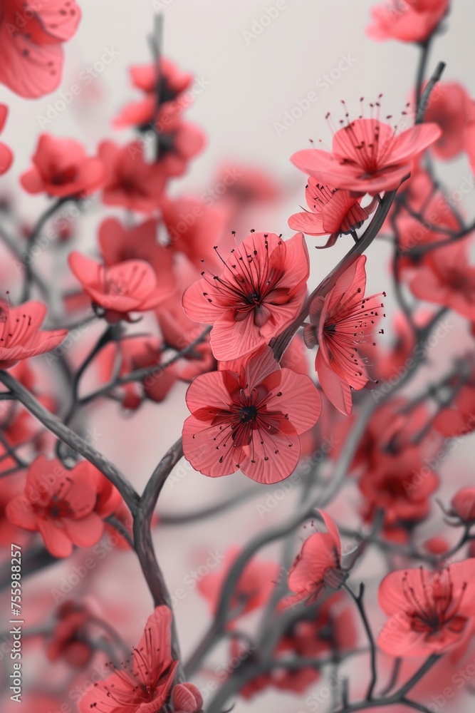Poster Close up shot of vibrant red flowers, perfect for adding a pop of color to any project.